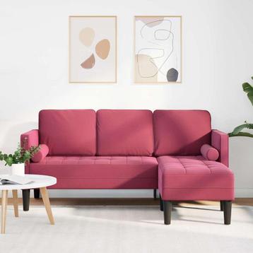 vidaXL 3-Zits Sofa met L-vormige Chaise in Wijnrood Velvet, Verzenden