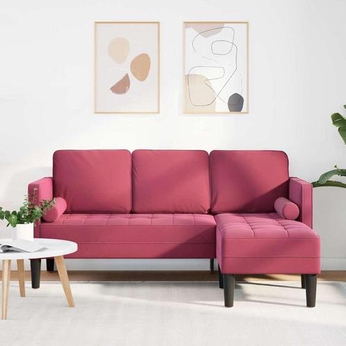 vidaXL 3-Zits Sofa met L-vormige Chaise in Wijnrood Velvet, Huis en Inrichting, Zetels | Zetels, Nieuw, Verzenden