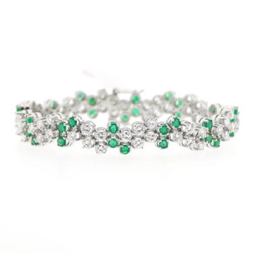 Exclusieve witgouden armband met smaragd en diamant 7,40... beschikbaar voor biedingen