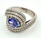 Ring - 18 karaat Witgoud - 1.30ct. tw. Tanzaniet - Diamant, Nieuw