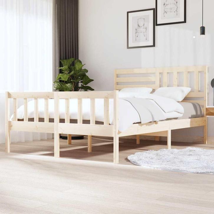 vidaXL Bedframe massief hout 140x200 cm, Huis en Inrichting, Slaapkamer | Bedden, Nieuw, Verzenden