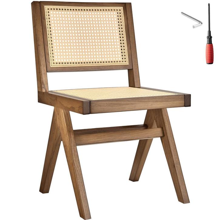 tectake Houten stoel Lizzy met Weens vlechtwerk in boho-stij, Huis en Inrichting, Stoelen, Verzenden