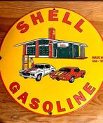 No reserve-Bolvormig emaille reclamebord  Shell Gasoline -