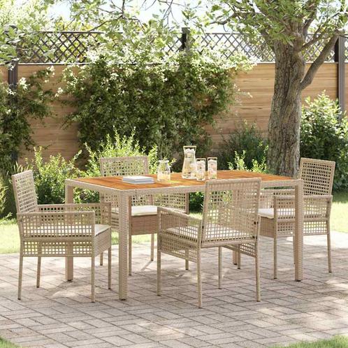 vidaXL Tuin Eettafel Set 5 pcs Beige Poly rattan, Tuin en Terras, Tuinsets en Loungesets, Nieuw, Verzenden