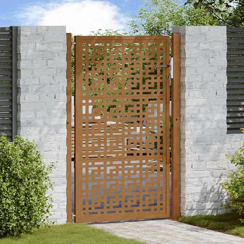 vidaXL Poort met kruisontwerp 105x155 cm weervast staal, Tuin en Terras, Tuinpoorten, Nieuw, Verzenden