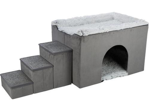 Trixie - Hondenmand - Huis Harvey Met Trap - Grijs/Wit -, Dieren en Toebehoren, Hondenmanden, Nieuw, Verzenden