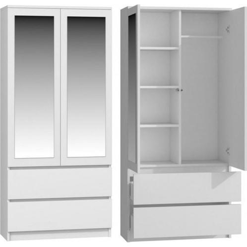 kledingkast Wit-kledingkast Met Spiegel (Kledingkasten), Huis en Inrichting, Kasten | Kleerkasten, 50 tot 75 cm, Met deur(en)