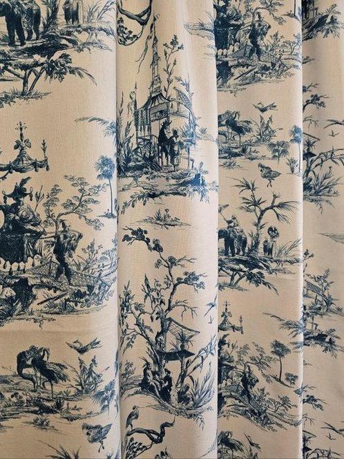 Originale Chinoiserie Toile de Jouy Textiel Exclusief, Antiek en Kunst, Antiek | Tapijten, Tafelkleden en Textiel