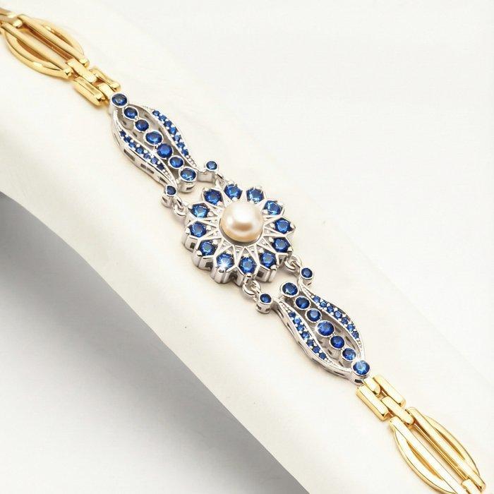 Zonder minimumprijs - Armband Zilver, Verguld Saffier -, Handtassen en Accessoires, Armbanden