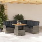 vidaXL 2-delige Loungeset met kussens poly rattan grijs, Verzenden, Nieuw, Loungeset