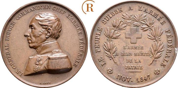 Brons medaille von Bovy 1847 Schweiz Genf:, Timbres & Monnaies, Pièces & Médailles, Envoi