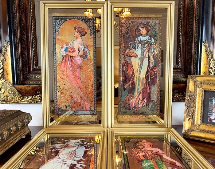 Alphonse Mucha (après) - Wandspiegel (4)- The Four Seasons, Antiek en Kunst, Kunst | Designobjecten