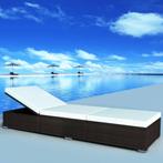 vidaXL Ligbed met crèmewit kussen poly rattan bruin, Verzenden