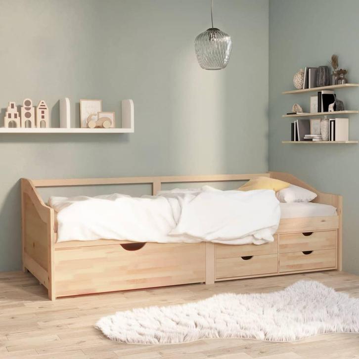 vidaXL Bedbank 3-zits met lades massief grenenhout 90x200 cm, Maison & Meubles, Chambre à coucher | Lits, Envoi
