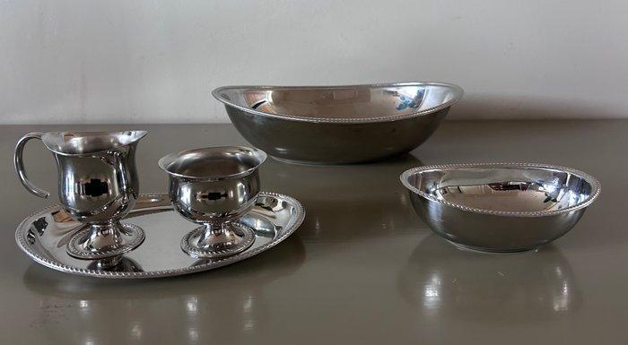 Alessi - Suiker en roomstel (5) - And 2 bowls - Stainless, Antiquités & Art, Antiquités | Meubles | Chaises & Canapés