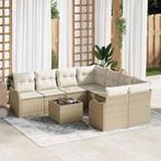 vidaXL Tuinbank Set 9 pcs Beige en Crème Poly Riet en Staal, Verzenden