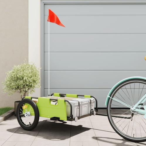 vidaXL Fietstrailer oxford stof en ijzer groen, Fietsen en Brommers, Fietsaccessoires | Aanhangwagens en Karren, Nieuw, Verzenden