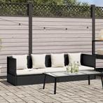 vidaXL Tuinbed met kussens poly rattan zwart, Verzenden