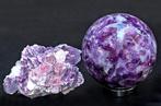Eerste kwaliteit diep paarse Lepidoliet bol en ruwe steen, Verzamelen, Mineralen en Fossielen