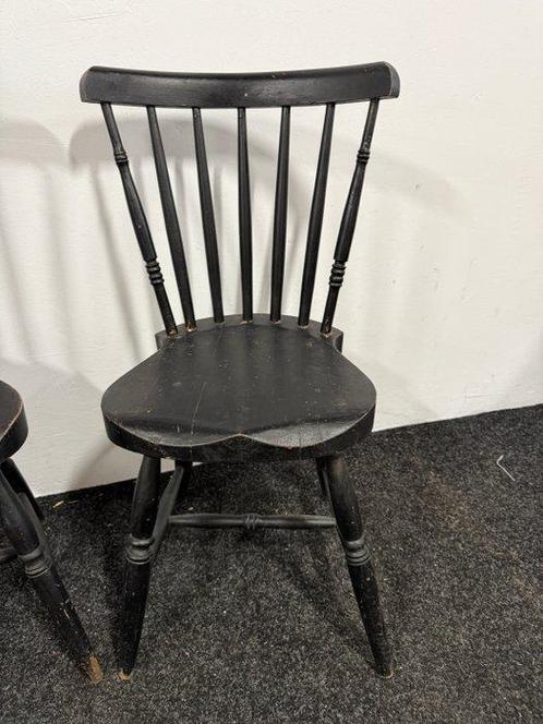 Stoel (2) - Hout - Twee zwarte stoelen, Antiek en Kunst, Curiosa en Brocante