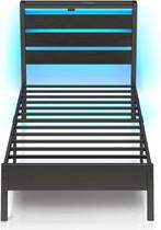 Bedframe met lattenbodem - 90x200 cm - Metaal - Zwart - Rola, Huis en Inrichting, Slaapkamer | Bedden, Verzenden, Nieuw