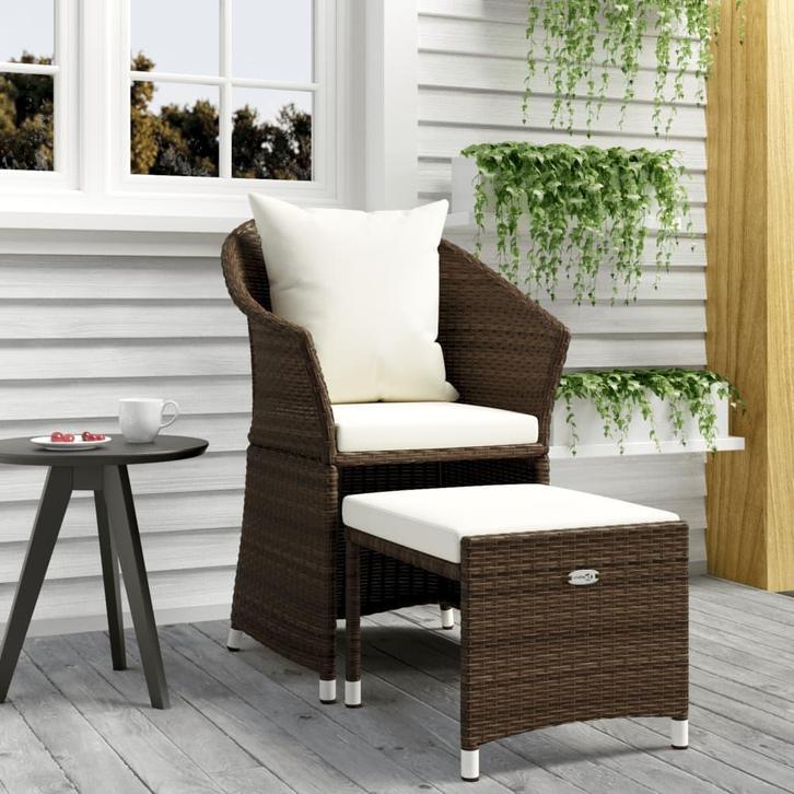 vidaXL 2-delige Loungeset met kussens poly rattan bruin, Tuin en Terras, Tuinsets en Loungesets, Loungeset, Nieuw, Verzenden