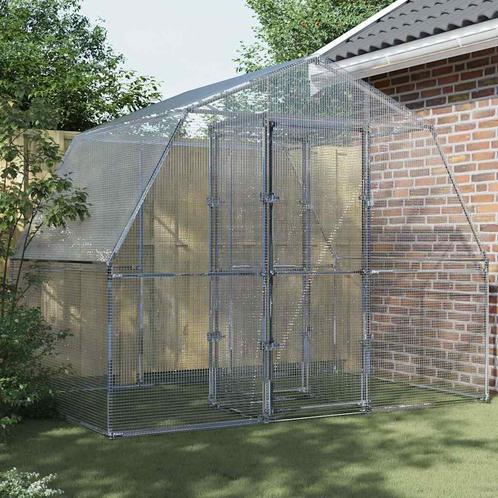 vidaXL Vogelkooi met deur gegalvaniseerd staal zilverkleurig, Tuin en Terras, Vogelhuisjes en Vogelbaden, Nieuw, Verzenden