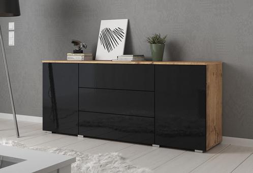 Dressoir zwart eiken 150cm - Opbergkast - Kast - Modern, Huis en Inrichting, Kasten | Dressoirs, 25 tot 50 cm, Nieuw, 150 tot 200 cm