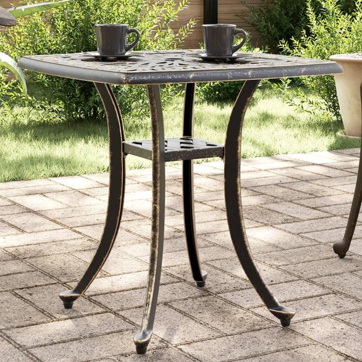 vidaXL Tuintafel 53x53x53 cm gietaluminium bronskleurig, Tuin en Terras, Tuintafels, Nieuw, Verzenden