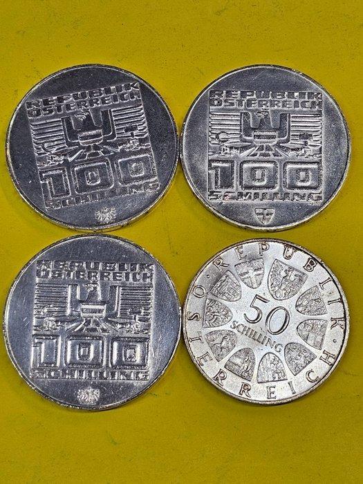 Autriche. 3 x 100 Schilling 1976 (Olympische winterspelen) +, Postzegels en Munten, Munten | Europa | Niet-Euromunten