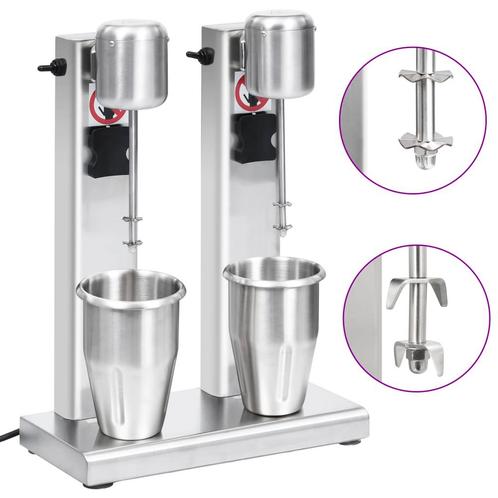 vidaXL Milkshake mixer met dubbele bekers roestvrij staal 2, Elektronische apparatuur, Overige elektronische apparatuur, Nieuw
