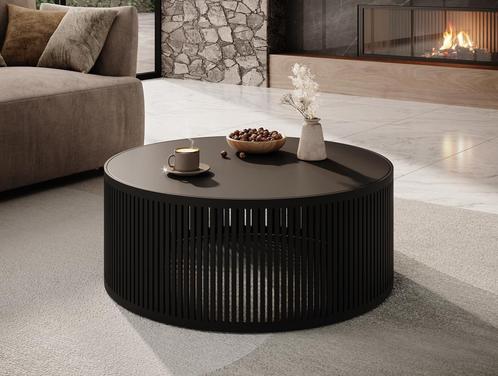 Meubella Salontafel rond zwart 75 cm | Modern, Huis en Inrichting, Tafels | Salontafels, Nieuw, 50 tot 100 cm, Minder dan 50 cm