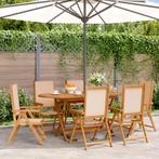 vidaXL Tuinstoelen 6 st inklapbaar stof en massief hout, Tuin en Terras, Tuinstoelen, Verzenden, Nieuw