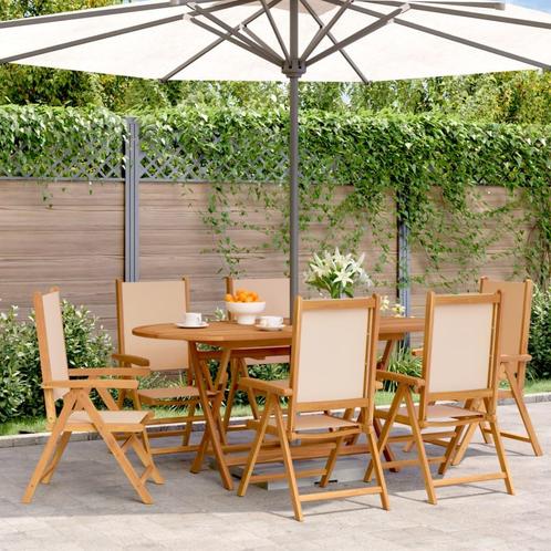 vidaXL Tuinstoelen 6 st inklapbaar stof en massief hout, Tuin en Terras, Tuinstoelen, Nieuw, Verzenden