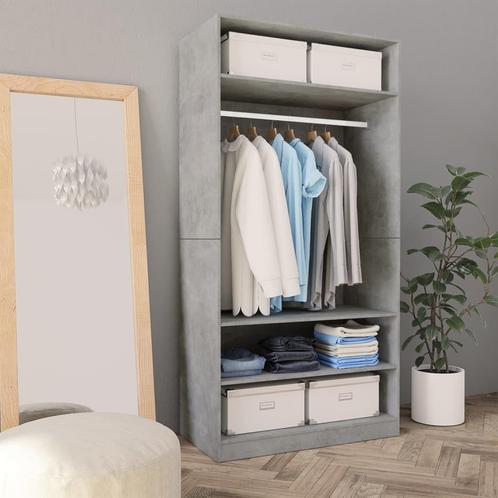 vidaXL Kledingkast 100x50x200 cm bewerkt hout betongrijs, Huis en Inrichting, Kasten | Kleerkasten, Nieuw, Verzenden