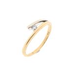 Bicolor gouden ring met diamant; 0,07 ct. (witgoud), Handtassen en Accessoires, Ringen, 18 tot 19, Gebruikt, Overige kleuren, Ophalen of Verzenden
