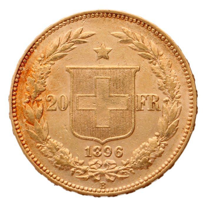 Zwitserland. 20 Francs 1896 B, Postzegels en Munten, Munten | Europa | Niet-Euromunten