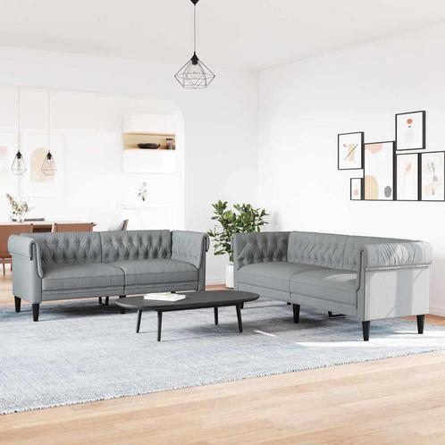 vidaXL Bankstel 2 pcs Lichtgrijs Stof, Huis en Inrichting, Zetels | Zetels, Nieuw, Verzenden