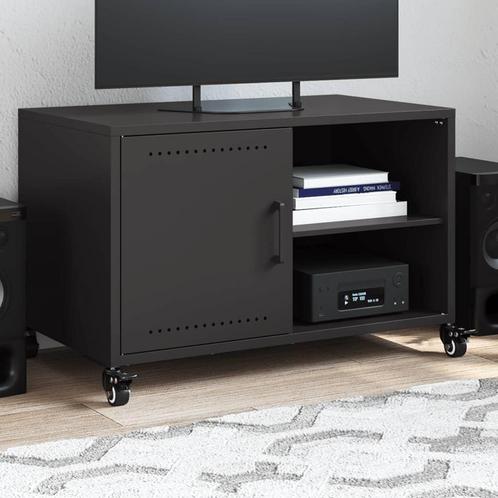 vidaXL Meuble TV noir 68x39x43,5 cm acier, Maison & Meubles, Armoires | Mobilier de télévision, Neuf, Envoi