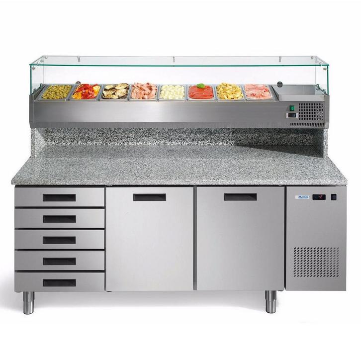 Pizzawerkbank + Opzetkoelvitrine | FRESH PIZZA | 580L | 2, Zakelijke goederen, Horeca | Keukenapparatuur, Nieuw in verpakking