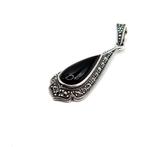 Zilver, 925 sterling zilver zwart onyx en marcasiet - Hanger, Antiek en Kunst
