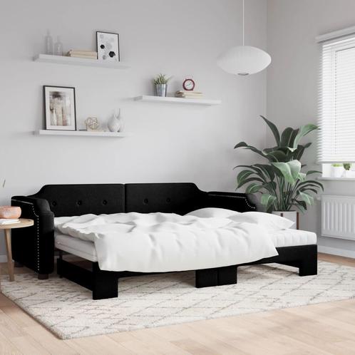 vidaXL Slaapbank met onderschuifbed en matrassen 90x200 cm, Huis en Inrichting, Slaapkamer | Bedden, Nieuw, Verzenden