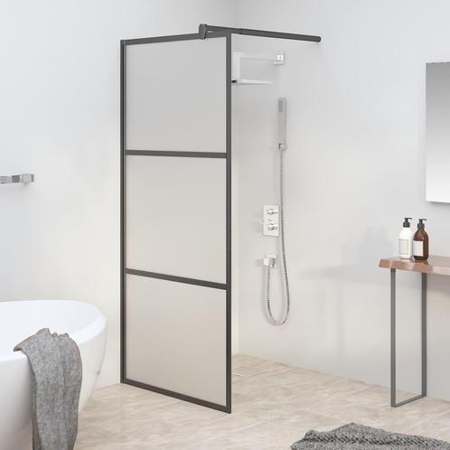 vidaXL Inloopdouchewand 80x195 cm mat ESG-glas zwart, Doe-het-zelf en Bouw, Sanitair, Nieuw, Verzenden