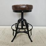 Kruk - Draaikruk - in hoogte verstelbaar - Leder, IJzer, Antiek en Kunst