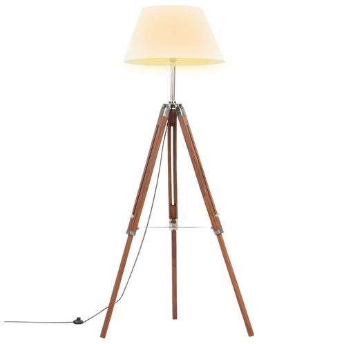 vidaXL Vloerlamp driepoot 141 cm massief teakhout, Maison & Meubles, Lampes | Autre, Envoi