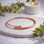 Koperen glad gepolijste klemarmband met gehamerde uiteinden, Ophalen of Verzenden