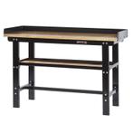 Werkbank 150 cm met hardhouten blad en opzetrand - zwart, Doe-het-zelf en Bouw, Ophalen of Verzenden, Nieuw