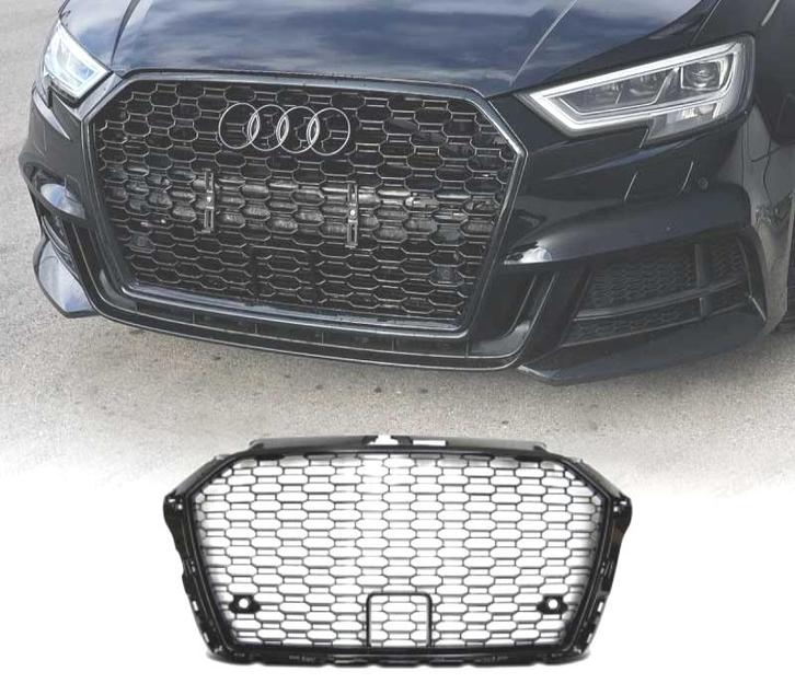 CALANDRE AUDI A3 8V 16-19 PDC LOOK RS3 NOIR BRILLANT, Auto-onderdelen, Carrosserie, Verzenden