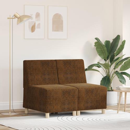 vidaXL Sofa Stoel met kussen 2 pcs Bruin 55 cm Faux suede, Huis en Inrichting, Zetels | Zetels, Nieuw, Verzenden