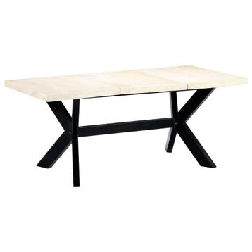 vidaXL Eettafel 180x90x75 cm massief mangohout wit, Verzenden